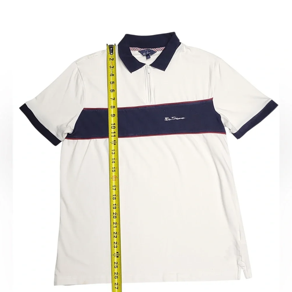 Ben Sherman Men's Short Sleeve Color-block White Polo Shirt , M‎